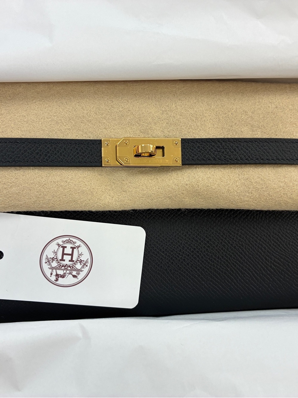 Hermes Black Leather with Gold Hardware Epsom new in box perfect gift